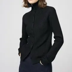 ユニクロU メリノブレンド　ハイネック　カーディガン ブラック黒　XXL