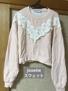 jouetie ピンク レース クロップドスウェット
