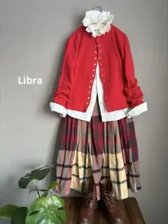 Libra ボリュームチェックロング丈フレアスカート