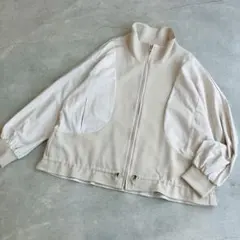 美品✦ฺfemicite/切り替えブルゾン　ベージュ　異素材切り替え