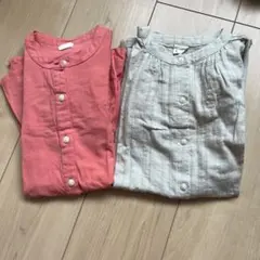 100センチ　女の子　ワンピース　ガーリー　春　秋　ピンクオレンジ　淡い緑