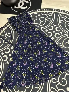 self-portrait ネイビー花柄ノースリーブワンピース UK6