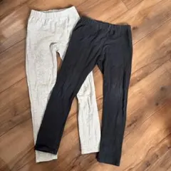 【120】キッズレギンス 2枚セット グレー、ブラック