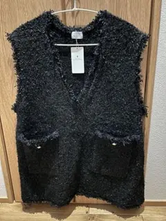 新品タグ付きgreenlabelrelaxing ツイード ニット ベスト 黒