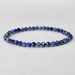 天然ラピスラズリ ブレスレット4mm 多面カット シンプル重ね付け