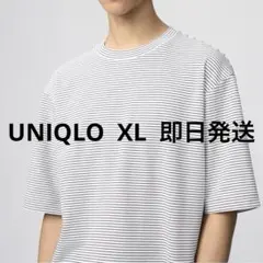 UNIQLO U エアリズムコットンオーバーサイズボーダーTシャツ ホワイト