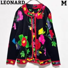 LEONARD 薄手コットンジャケット ブラック レッド ピンク M 花柄 上品のサムネイル