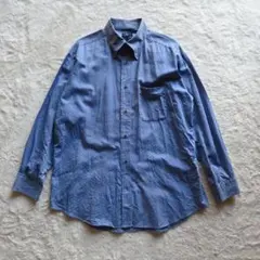 【グロッサウオモ】シャツ ダンガリー 長袖 ボタンダウン ブルー 良品 綿100