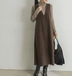 アーバンリサーチ春ブラウン美シルエット人気コーデュロイジャンパーワンピース