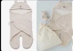 ジェラートピケ　Pique クマのフード付きおくるみ