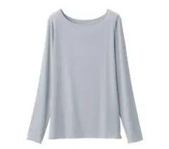 無印良品　シアークルーネック長袖Tシャツ Mサイズ ライトブルー