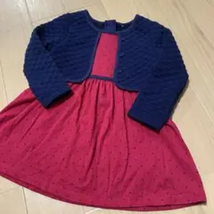 95㎝　100㎝　冠婚葬祭　ネイビーキルティングジャケット付きドットワンピース