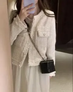 DHOLIC ツイードジャケット アイボリー