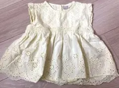 プティマイン　90 イエロー　ノースリーブ　チュニック 刺繍入り