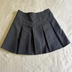 グレー プリーツミニスカート 横ファスナー