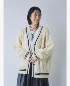 【タグ付き新品】coen ケーブルニットVネックカーディガン アイボリー