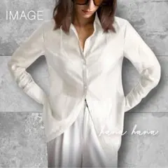 微光沢 ホワイト シアー シャツ ホワイト 白 長袖 はおり L オーバーサイズ