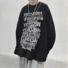 秋服 長袖 Tシャツ 個性的 病み ビックシルエット ユニセックス 英字 韓国