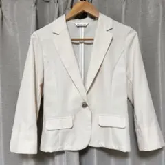 ノーカラージャケット　アウター　白　ホワイト