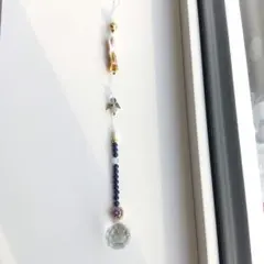 不安軽減☆パール×翡翠×ラピスラズリ×瑪瑙×クリスタルボールサンキャッチャー