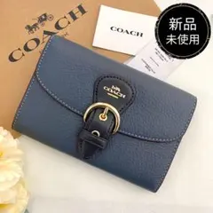 新品未使用】COACH デニム 二つ折り財布 ライトブルー - メルカリ