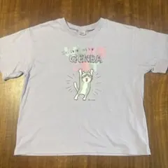 仕事猫 GENBA CAT 半袖Tシャツ ライトパープル