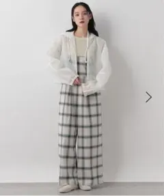 LOWRYSFARM オンブレチェックベアサロペット