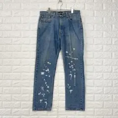 s4397 インク リーバイスリメイク/W34/青系/ペイント加工/ストレートのサムネイル