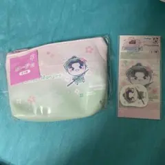 忍たま　桜もちぴこ　潮江文次郎　ポーチ　ステッカーセット