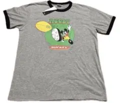 ミッキーマウス RUGBY リンガーTシャツ グレー ディズニー Sサイズのサムネイル