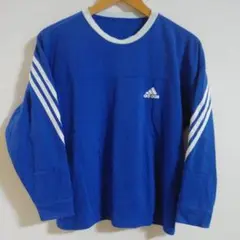 adidas 青 長袖 トップス 綿