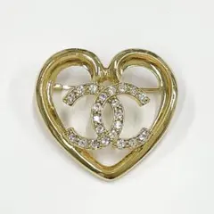香奈兒 胸針 愛心 雙C標誌 水鑽 金色