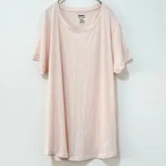 Reebok Tシャツ ラウンドネック 半袖 無地【XL】淡いピンク ゆったりのサムネイル