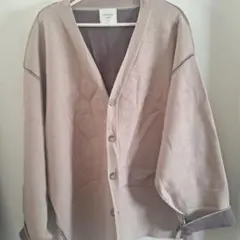 RAGEBLUE接結配色ニットカーディガン　ベージュ　M