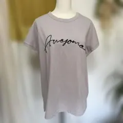 Awesome ロゴ 刺繍 半袖 Tシャツ グレージュ