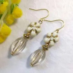 ハンドメイドピアス　1686　　　　　　アンティーク調ビーズ