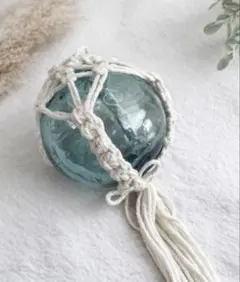 ガラス玉 浮き玉 ハンドメイド マクラメ 中 青