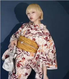 ニコアンティーク 高級変わり織 浴衣3点セット スカラップ雲取　ピーコック ニコアンティーク 高級変わり織 浴衣3点セット スカラップ雲取