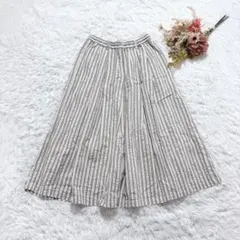 コットンハウスアヤ イエスタデイクロス フレアスカート ストライプ 日本製