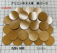 【アリニン牛ヌメ革】丸型 タグ 型抜★2.5cm30枚〈キャメル系 ウイスキー〉