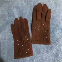 ソニアリキエル　ビジュー付きブラウンスエード手袋
