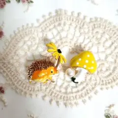 新品未使用品 ハリネズミとキノコ 2個セット