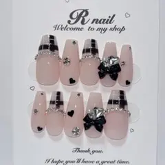 ネイルチップ　現品　量産型　フレンチガーリー　スナ系　オタク　ハート　ちゅるん