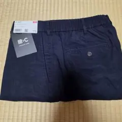 ユニクロC プレミアムリネンワイドパンツ ネイビー Lのサムネイル