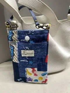 手作り ポケット付きスマホポーチ