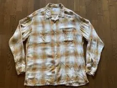 coen チェック柄 長袖シャツ ベージュ系