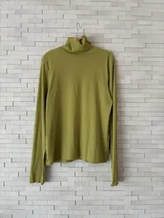 ​GU リブタートルネックT 長袖 Lサイズ ピスタチオ メロウフリル