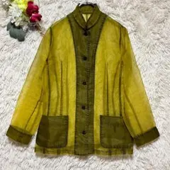 【ヒロココシノ】（9）シアーシャツジャケット ストライプ グリーン 通勤 日本製のサムネイル