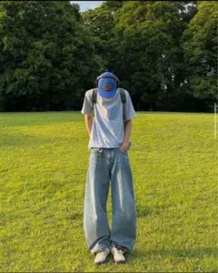 yolo ライトブルー ワイドレッグデニム