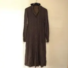 LESLIE FAY レスリーフェイ　シャツロングワンピース　ブラウス　古着総柄